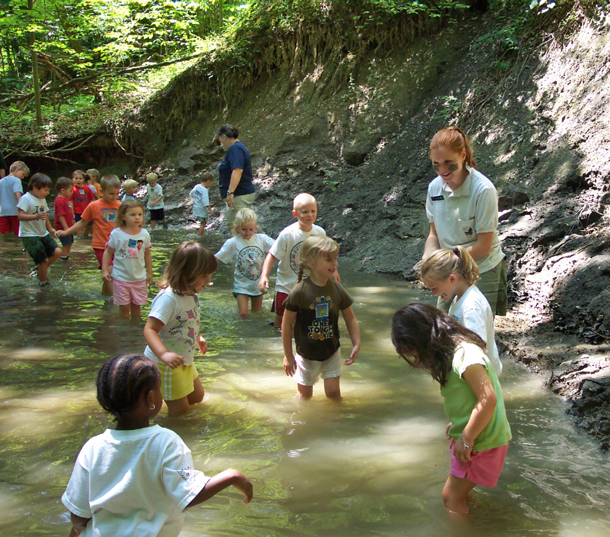 Preschoolers have fun creeking in Spring Creek at Sharon Woods. (Michelle Boyd-Dailey)