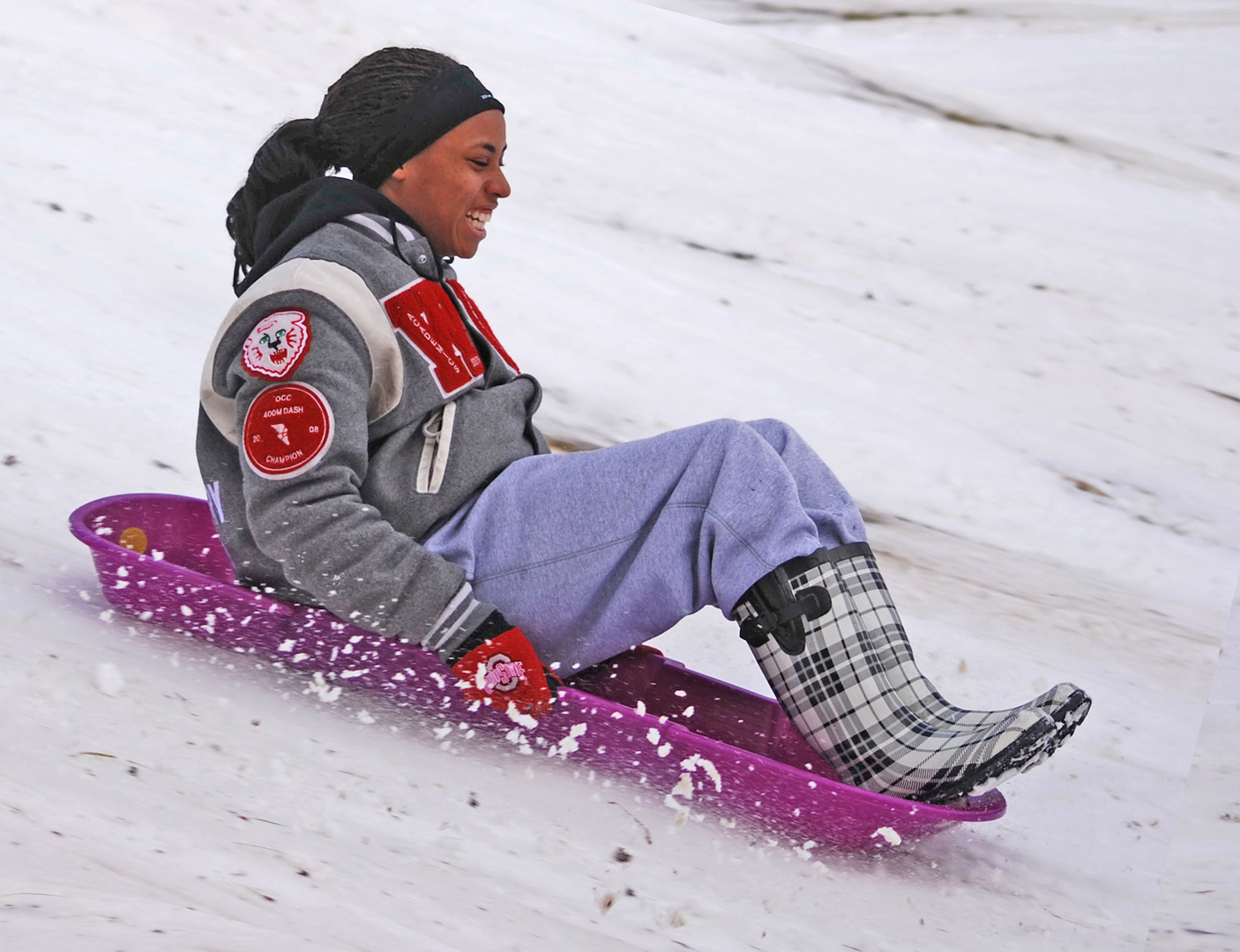 Sledder on hill at Sharon Woods