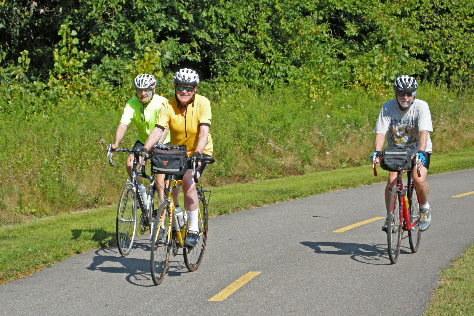 Bikers on the Marsh Hawk Trail in the northern part of Glacier Ridge Metro Park.