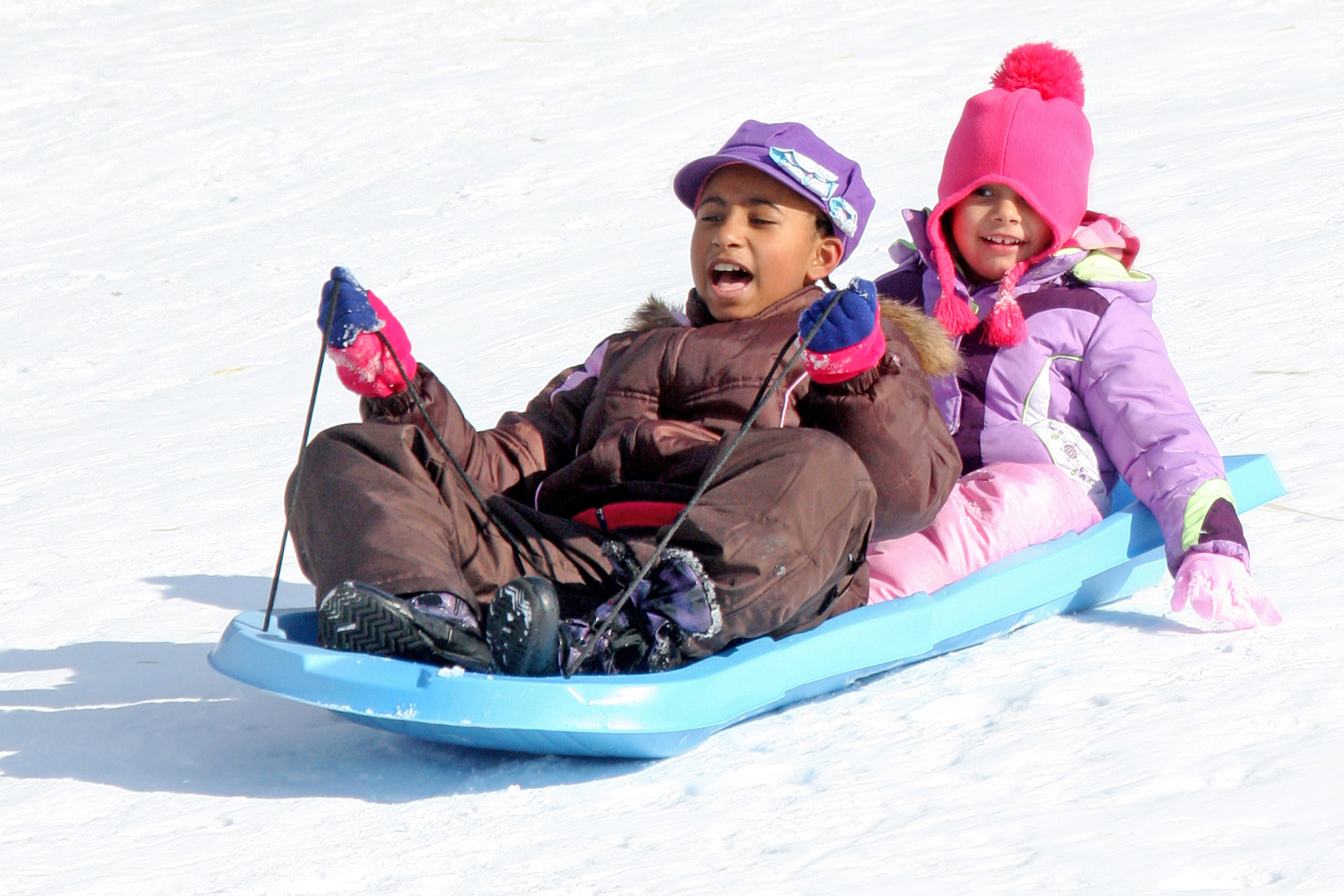 Sledder on kiddie's sledding hill at Blendon Woods.