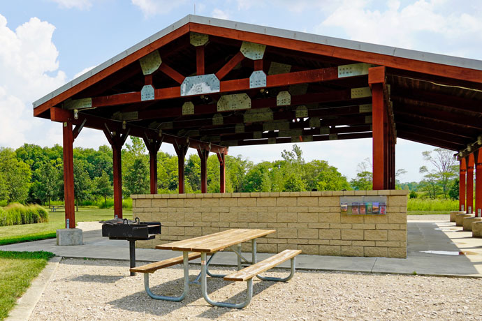 Whispering oaks picnic area at Prairie Oaks Metro Park